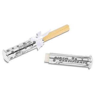 Portacertificados de nacimiento, primer diente y primer rizo bañados en plata en caja de recuerdos de madera 