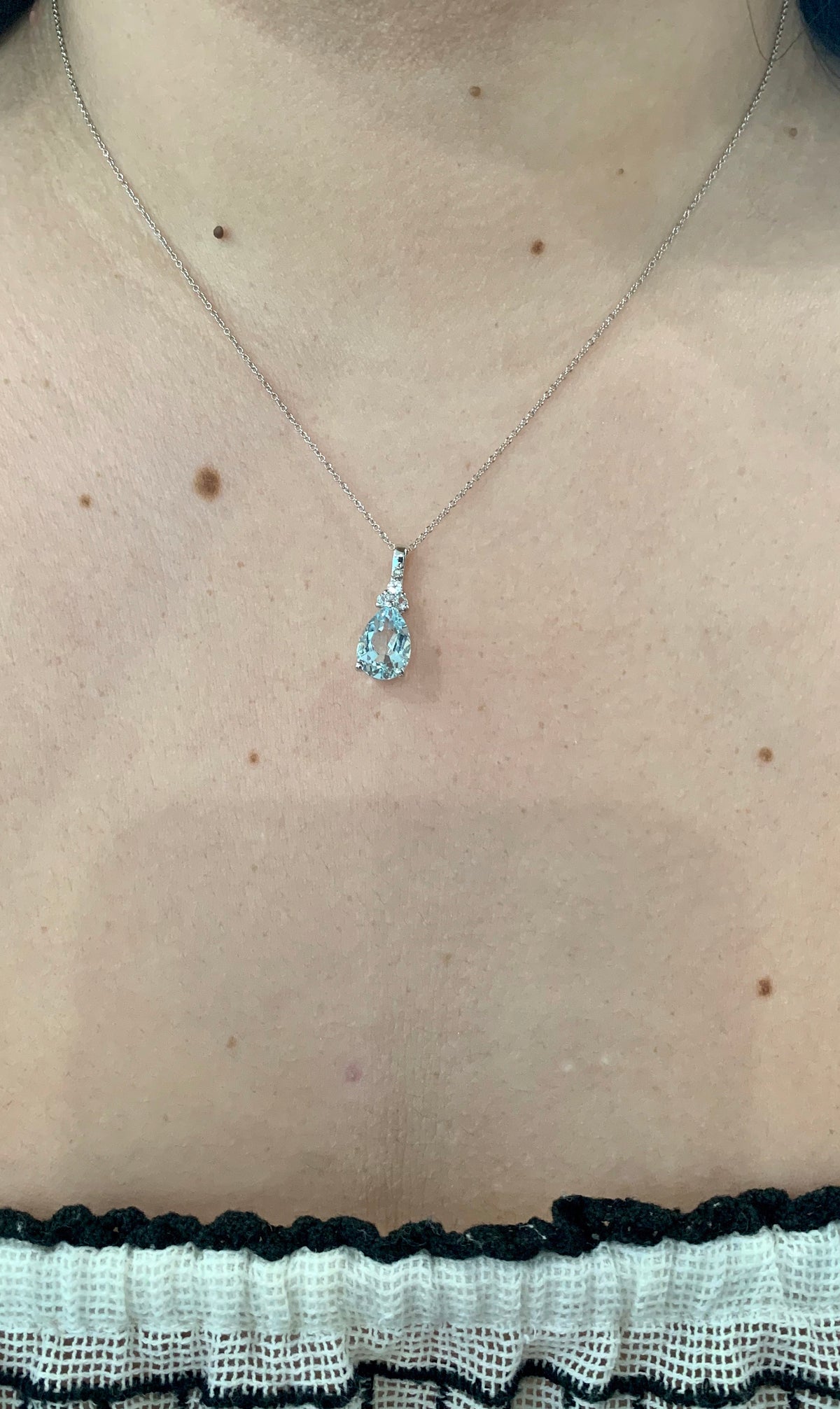 Aquamarine, White Topaz and Diamond Pendant