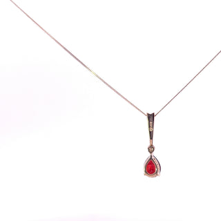 Colgante de oro amarillo de 10 quilates con diamantes y granates de 0,02 quilates, 18"