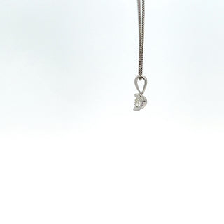 10K White Gold 0.04 cttw Diamond Solitaire Mezza Luna Pendant, 18"
