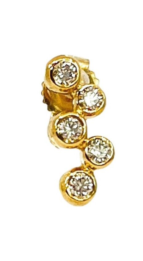 14K Yellow Gold 0.20cttw Diamond Cassiopeia Earrings with Butterfly Backs - 4mm x 10mm