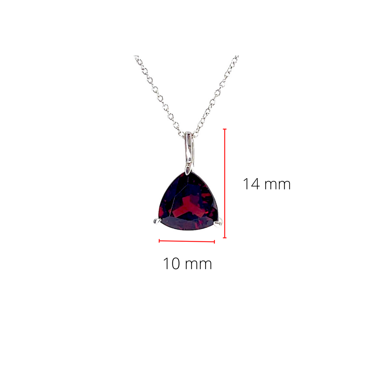 10K White Gold 2.95cttw Garnet Pendant with Rolo Chain - 18 Inches