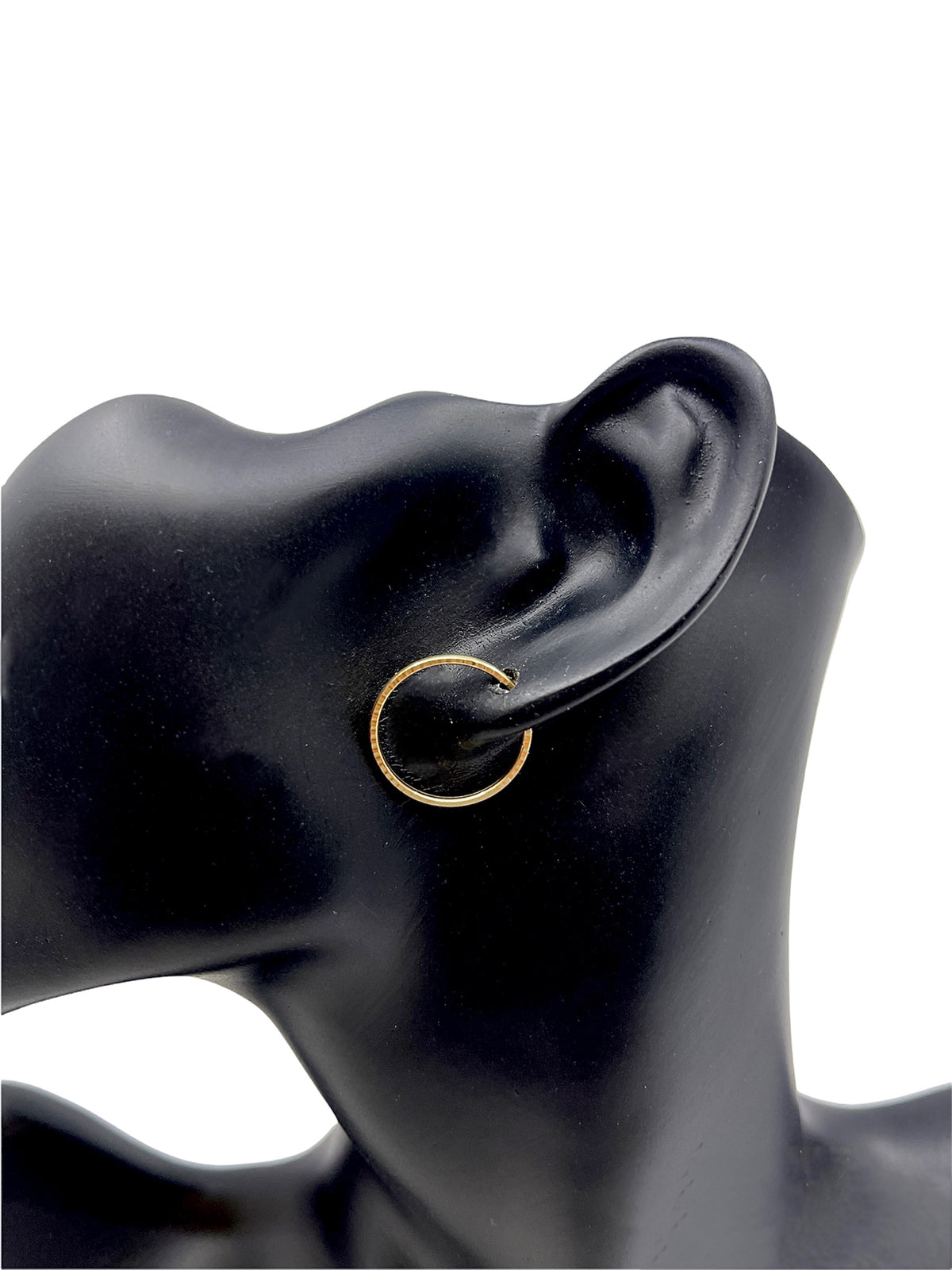 10K Yellow Gold Earrings Sleepers Diamond Cut 19mm