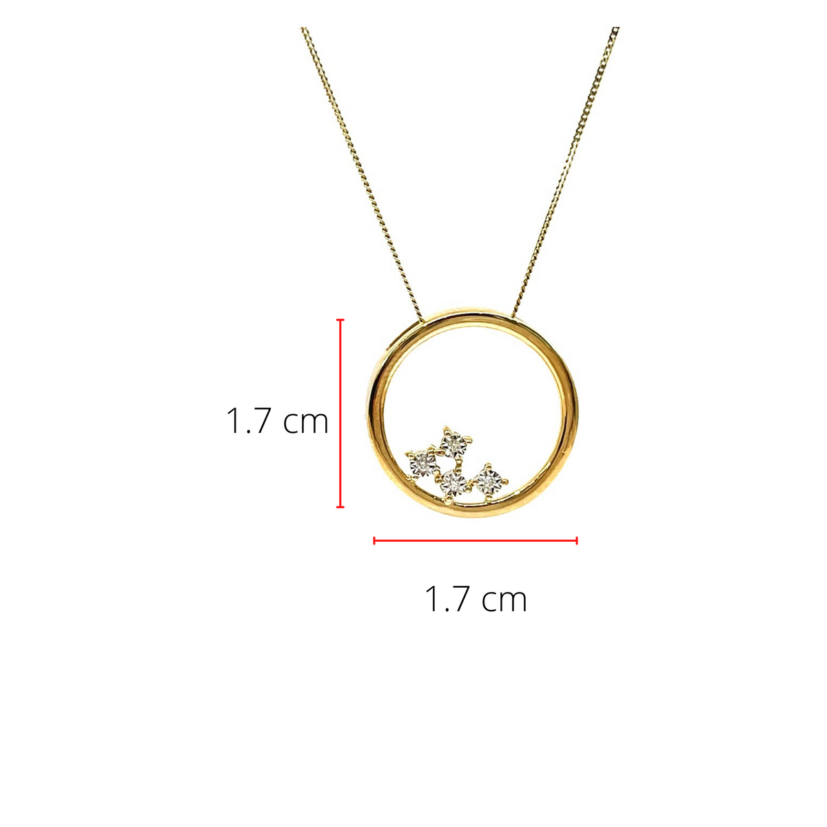 Collar circular de diamantes de 0,02 quilates en oro amarillo de 10 quilates - 18 pulgadas