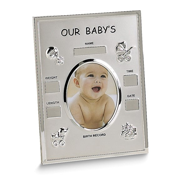 Silver-tone OUR BABY&#39;S BIRTH RECORD 3.5x4.5 Photo Frame