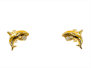 Aretes de orca de diamantes de 0,06 quilates en oro amarillo de 14 quilates con cierre de mariposa - 12 mm x 10 mm