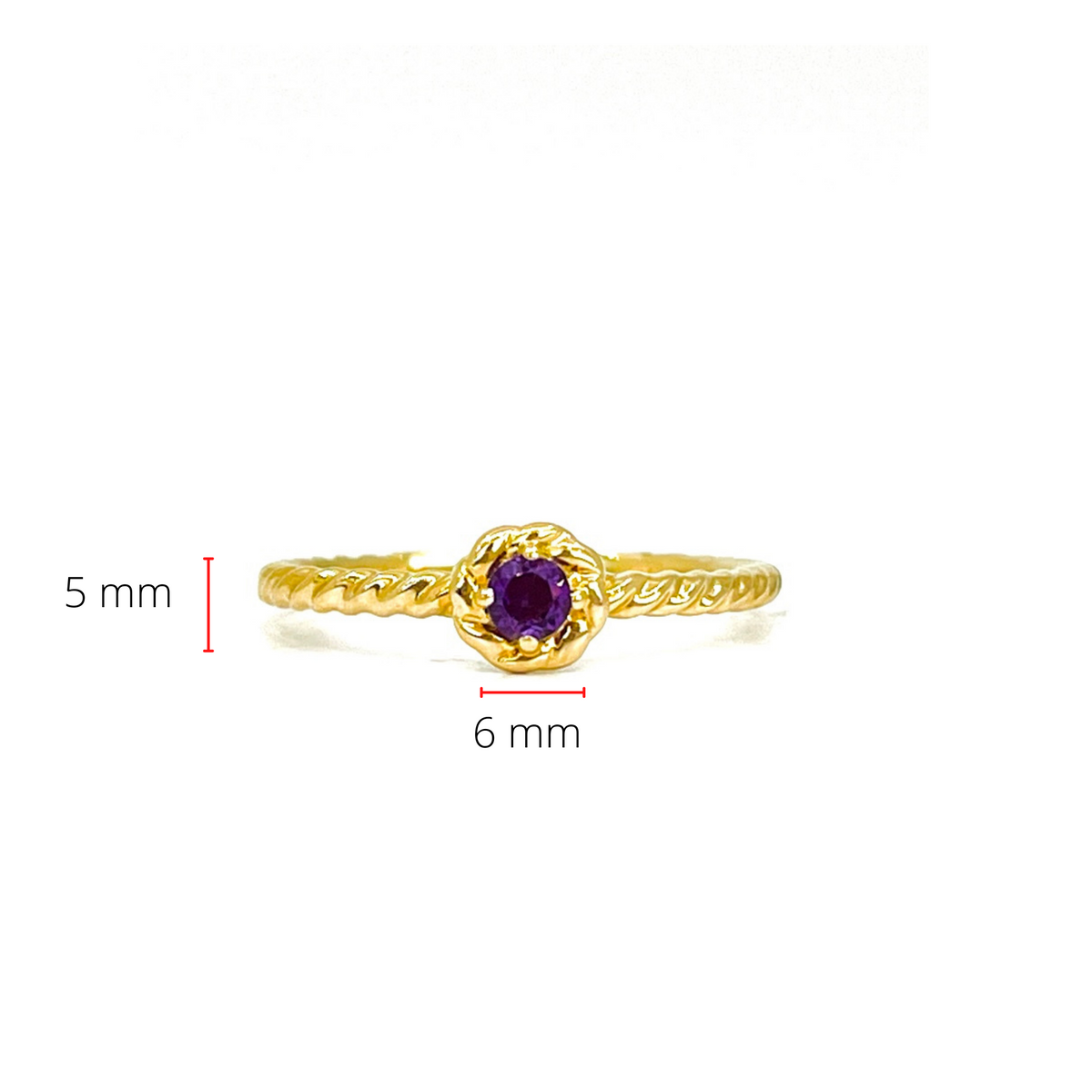 10K Yellow Gold 0.10cttw Genuine Amethyst  Halo Ring, size 6.5