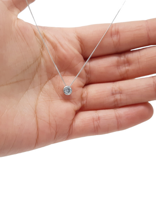 10K White Gold 0.20cttw Bezel Set Diamond Pendant, 18"