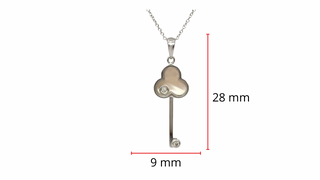 Colgante de llave de oro blanco de 10 quilates con nácar y diamantes