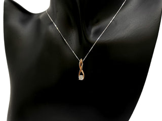 10K White and Rose Gold 0.30cttw Diamond Pendant,  18"