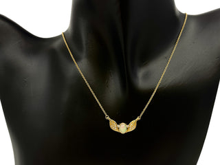 10K Yellow Gold 0.50cttw Opal and 0.10cttw Diamond Necklace - 18 Inches