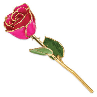 24K Lacquer Dipped Gold Trimmed Lilac Pink Real Rose