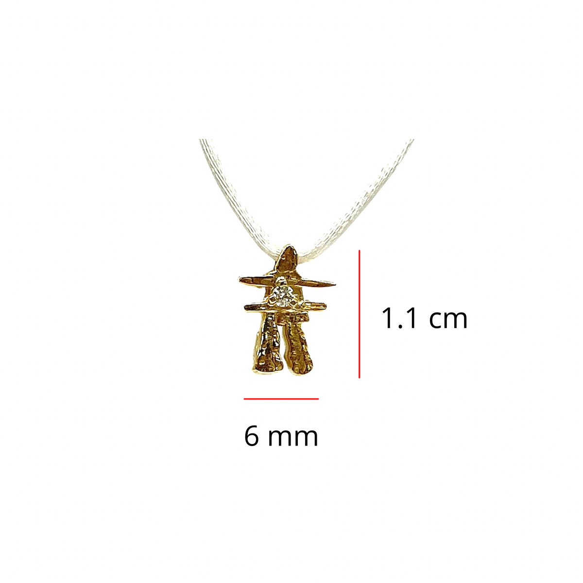 14K Yellow Gold 0.03cttw Diamond Small Inukshuk Pendant - 6mm x 11mm