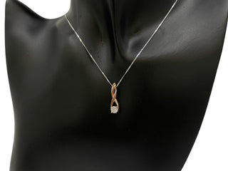 10K White and Rose Gold 0.30cttw Diamond Pendant,  18"