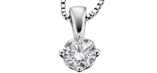 Colgante de diamante canadiense de talla redonda de 0,10 quilates en oro blanco de 14 quilates, 18"