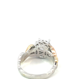 14K Tri Tone Round Brilliant Cut Diamond Ring