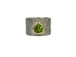 Anillo de plata de ley con peridoto de 1,30 quilates, talla 8