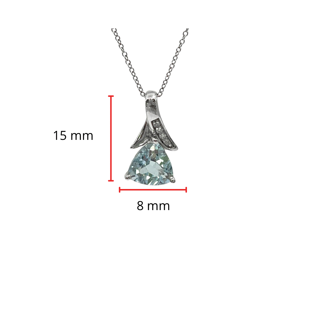 10K White Gold Aquamarine and 0.02cttw Diamond Pendant, 18&quot;