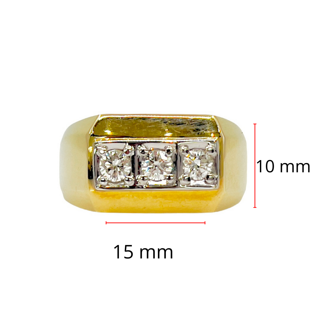 Anillo para caballero con diamantes de 0,50 quilates en oro amarillo de 10 quilates, talla 10