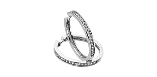 Pendientes tipo argolla con bisagras Huggie de oro blanco de 10 quilates con diamantes de 0,50 quilates