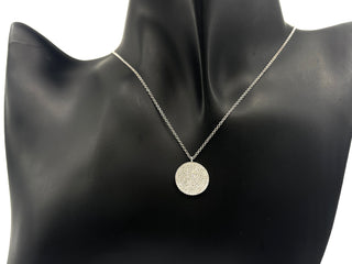 Collar de diamantes con disco redondo de 0,41 quilates en oro blanco de 14 quilates - 20 pulgadas