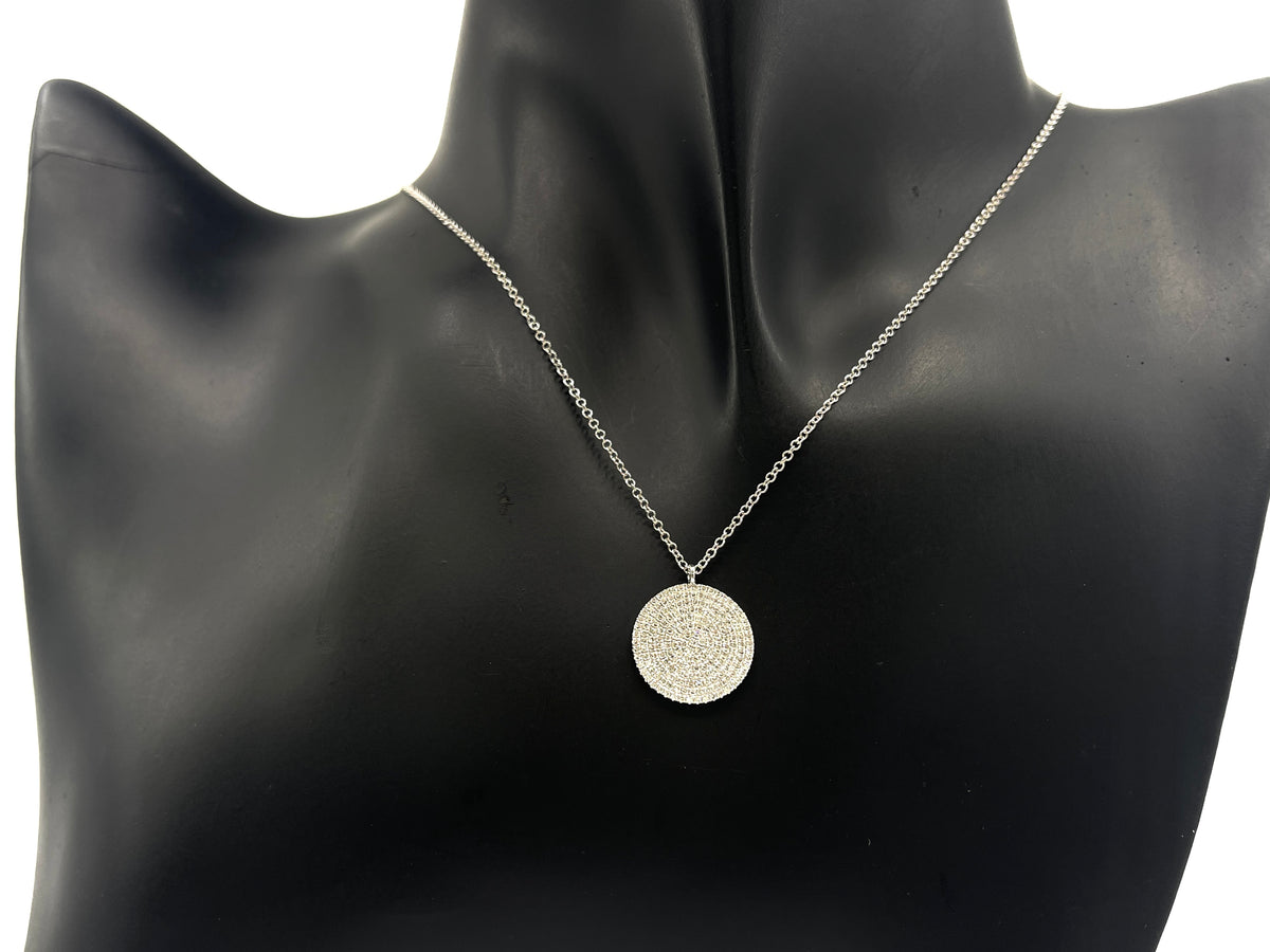14K White Gold 0.41cttw Round Disc Diamond Necklace - 20 Inches
