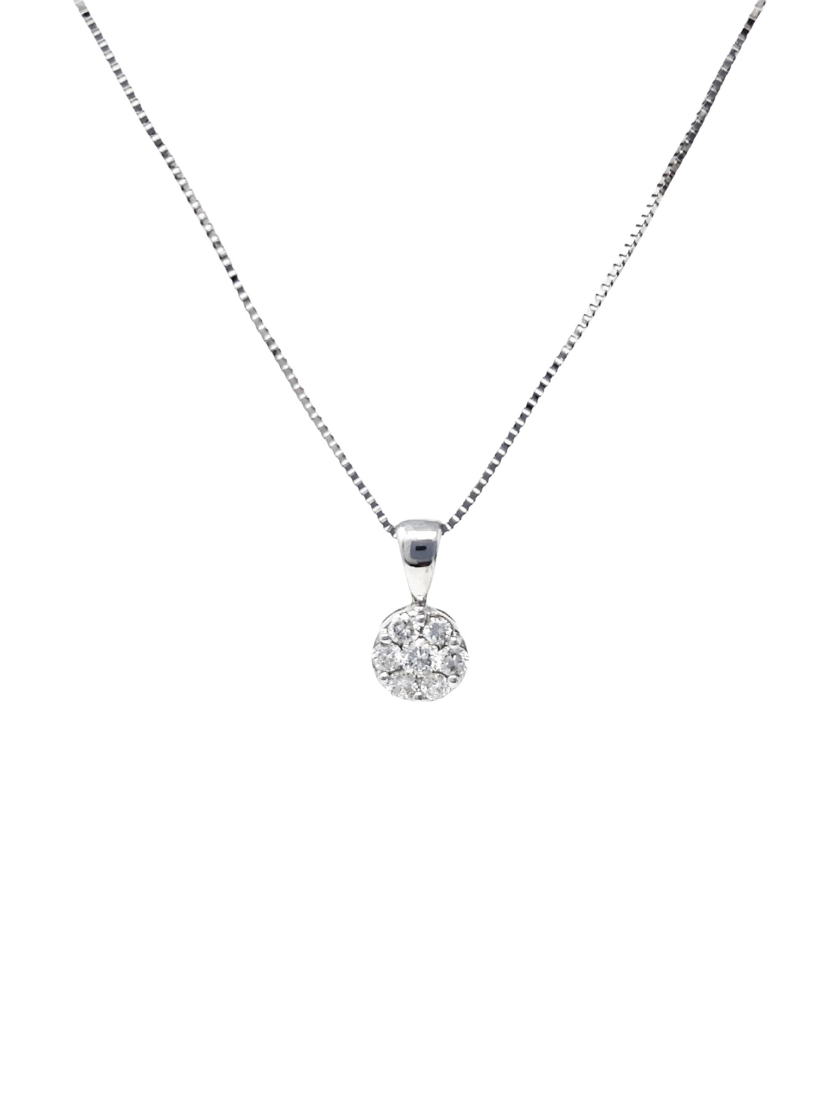 14K White Gold 0.19cttw Diamond Pendant, 18&quot;