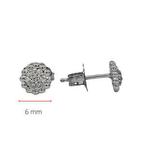 Aretes de diamantes de 0,105 quilates en oro blanco de 10 quilates - 6 mm