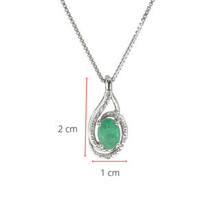 Collar de plata con esmeralda ovalada de 0,75 quilates y diamante de 0,03 quilates, 18"
