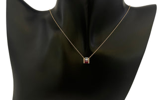 Collar de oro amarillo de 14 quilates con rubíes, zafiro rosado, topacio blanco y diamantes, 18"