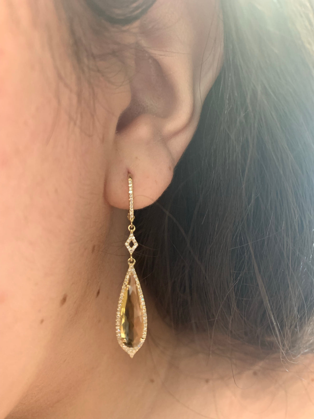 Pendientes de citrino y diamantes