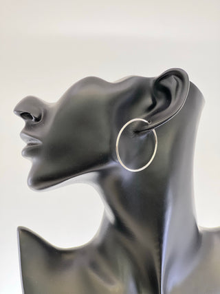 10K White Gold 40mm Sleeper/Keeper/Hoop Earrings