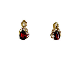 Aretes de oro amarillo de 10 quilates con granate genuino de 1,76 quilates y diamantes de 0,03 quilates con cierre de mariposa