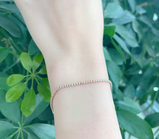 Brazalete de tenis con diamantes de 0,35 quilates en oro rosa de 14 quilates, 7"