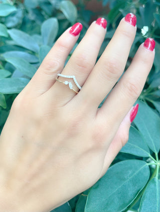 Anillo de diamantes de 0,35 quilates en oro de 14 quilates en dos tonos, talla 6