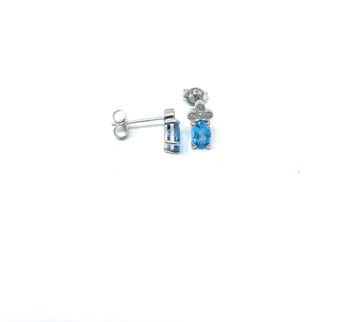 Blue Topaz &amp; Diamond Earrings