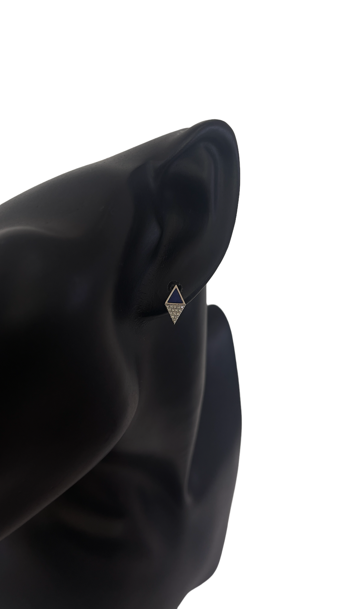 14K White Gold 0.31cttw Lapis Lazuli and 0.07cttw Diamond Stud Earrings