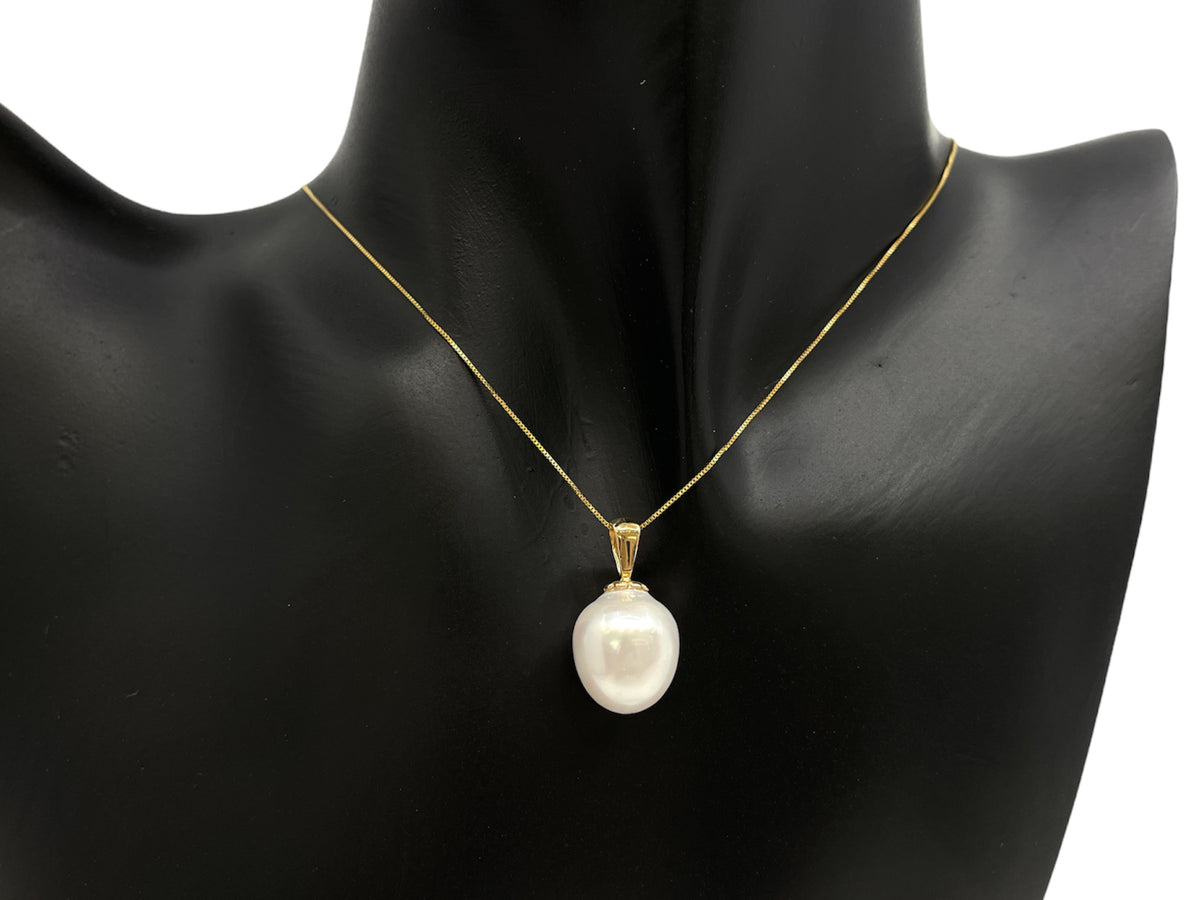 14K Yellow Gold 12.5mm South Sea Pearl Pendant with 10K Yellow Gold Chain