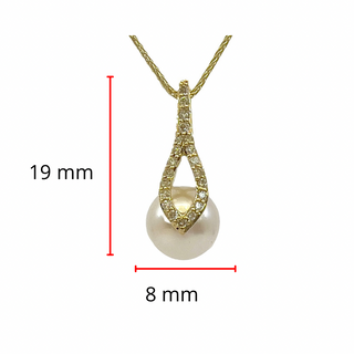 Collar de diamantes y perlas cultivadas en oro amarillo de 10 quilates, 18"