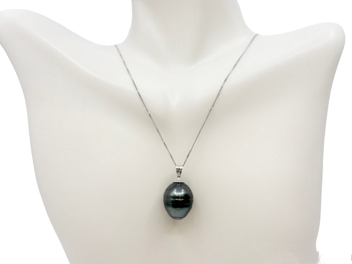 10/14K White Gold Tahitian Pearl Pendant