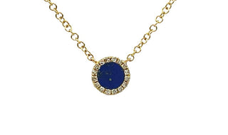Collar de oro amarillo de 14 quilates con lapislázuli de 0,15 quilates y diamantes de 0,04 quilates, 18"