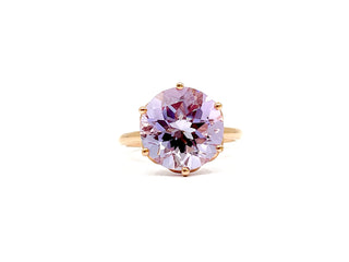 Anillo de amatista lila genuina de 5 quilates en oro rosa de 10 quilates, tamaño 6.5