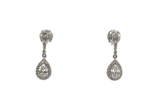 Pendientes colgantes de circonita cúbica en forma de pera de plata de ley 925, 4 mm x 6,5 mm, 20 mm x 6,5 mm