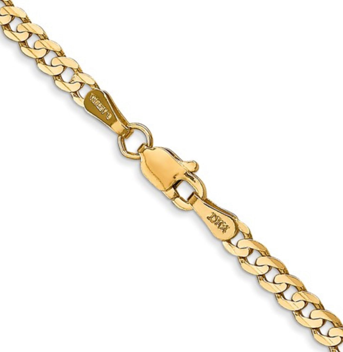14K Yellow Gold Open Concave Curb Chain - 7.5mm