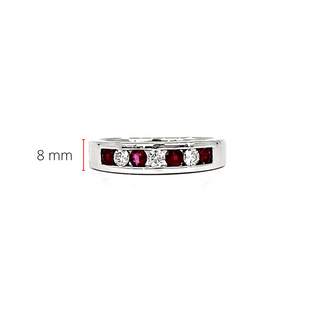 10K White Gold Ruby & Diamond Band
