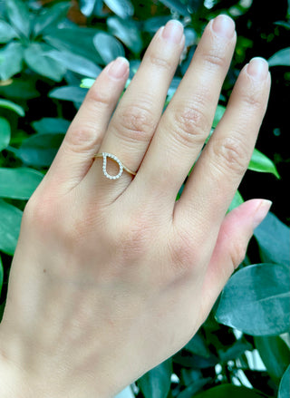 10K Yellow Gold 0.23Cttw Canadian Diamond Pear Cut Engagement Ring