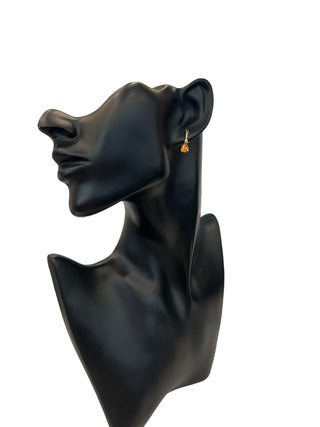 Pendientes de oro amarillo de 10 quilates con citrino auténtico y diamantes de 0,025 quilates