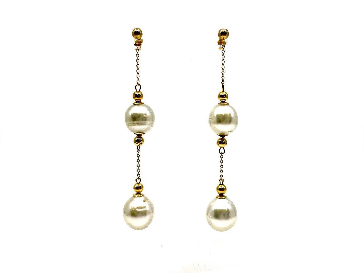 14K Yellow Gold South Sea Pearl Earrings with Butterfly Backs