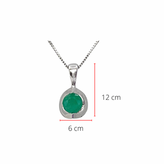 10K White Gold Emerald Pendant, 18"