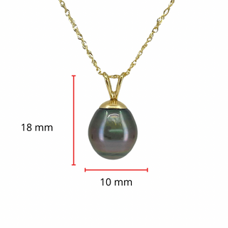 Colgante de perlas de Tahití de oro amarillo de 10/14 quilates